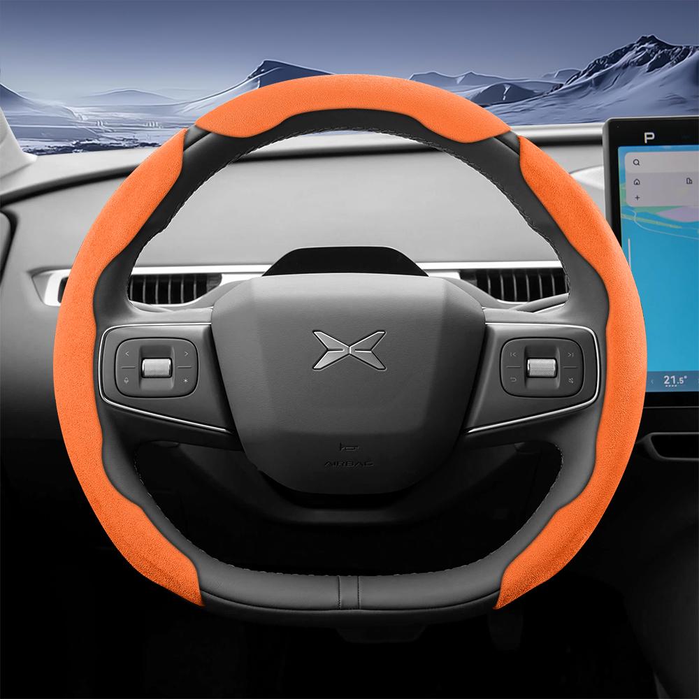 bpzsw1 Suitable for Xpeng Sports Suede Steering Wheel Cover, Split Snap-On Style, Non-Slip and Durable, for Models Such as G6, G9, P7, P7+, X9, G3,