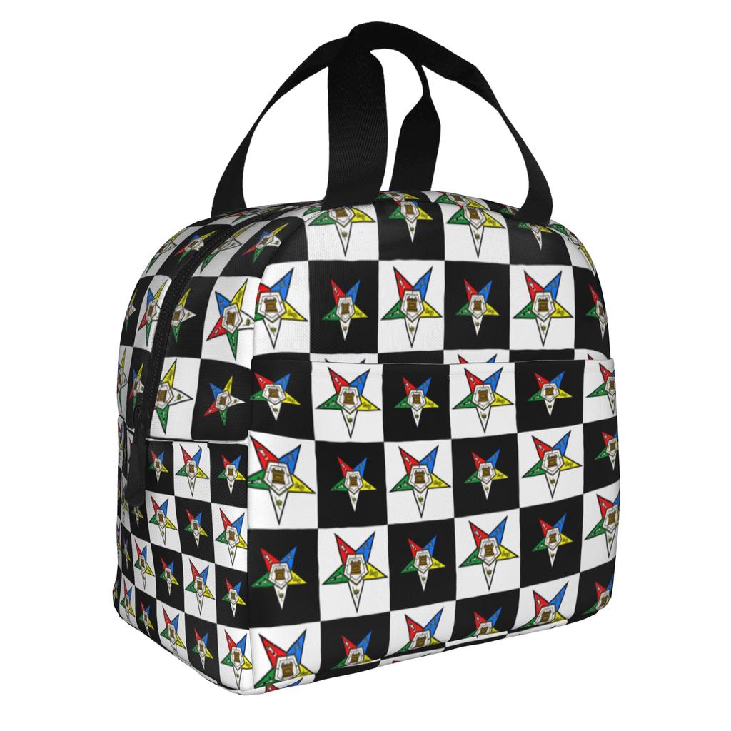 Order Of The Eastern Star Logo Thermal Insulated Lunch Bags Women Portable Lunch Container for School Multifunction Food Box