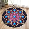 Mandala Round Rug Geometric Floor Carpet Art Deco Circle Mat Traditional Anti Slip Mat Black Area Rugs for Living Room