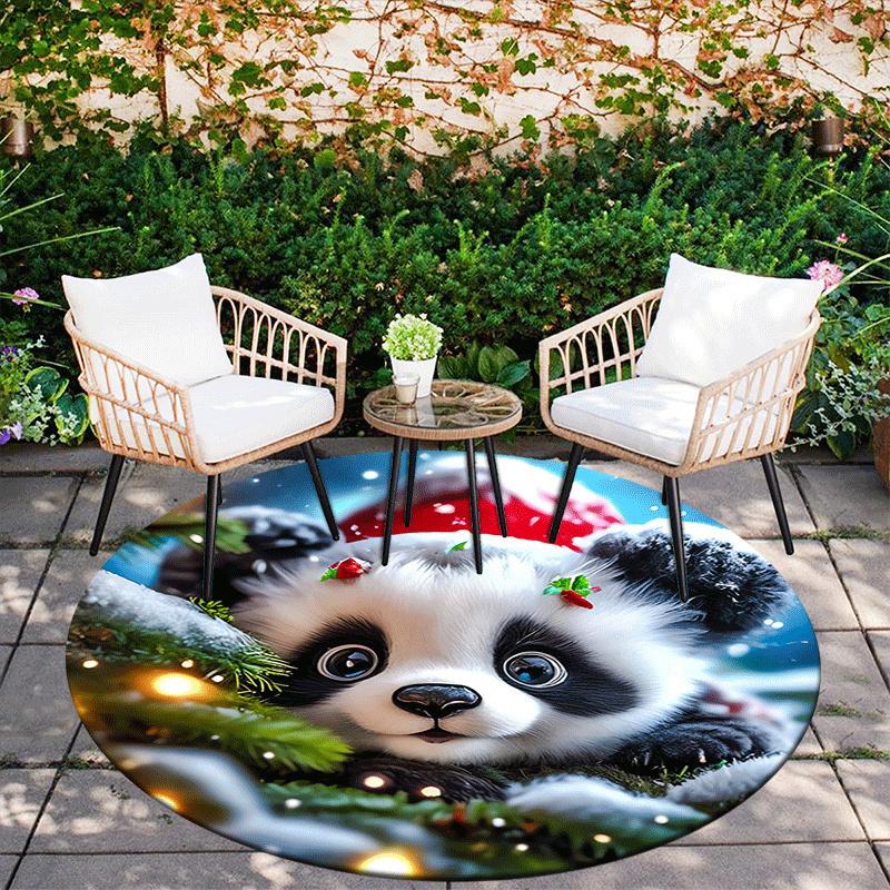 1pc Soft, Absorbent & Non Slip Cute panda Round Rug Soft Circle Rug for Living Room & Bedroom Decor, Chair Mats, and Unforgettable Home Gift