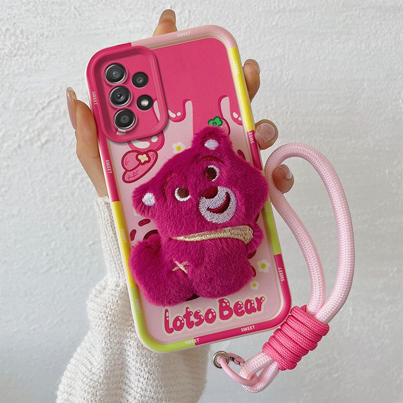 KEYSION Cute 3D Cartoon Plush Case for Samsung A53 5G A23 with Lanyard Silicone Shockproof Phone Cover for Galaxy A13 4G A53 5G