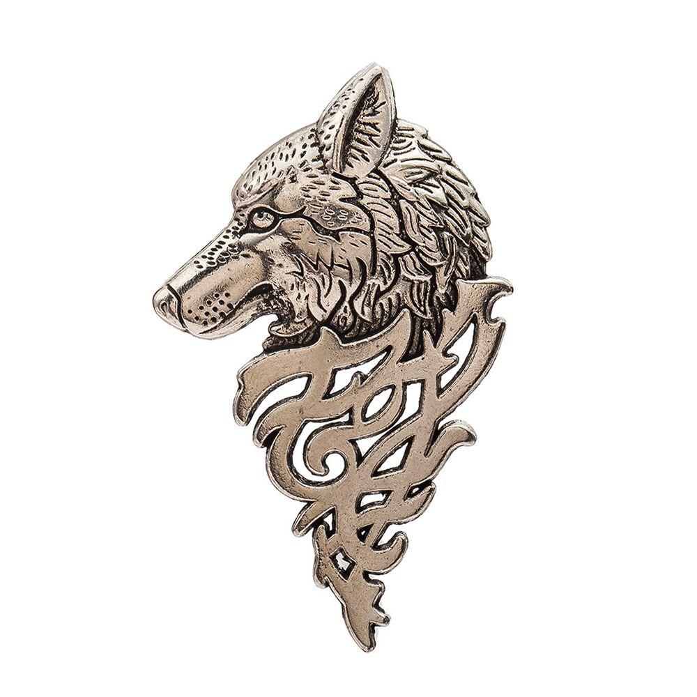New Men Vintage Suit Collar Wolf Brooch Punk Lapel Badge Pin