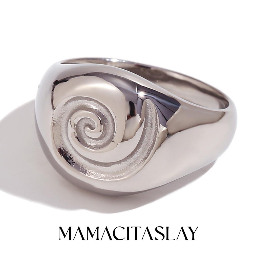 MamacitaSlay 2026 Новый Дизайн Кольца Спиральная Текстура Катушка Позолота 18K Нержавеющая Сталь Водонепроницаемые Украшения Простой Подарок для Женщин