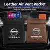 Leather Car Storage Bag Air Outlet Organizer For Nissan Qashqai Sylphy Tiida Altima Teana X-Trail Leaf Juke Sentra Accessories Cb9