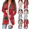 Women's Fashion Casual Christmas Printed Mid-Length Cardigan Jacket