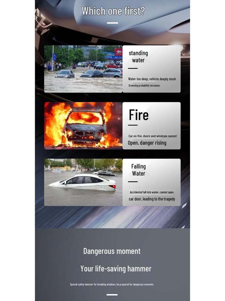 Emergency Car Escape Hammer & Window Breaker with Seatbelt Cutter – Multi-functional Safety Tool