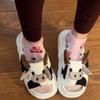 Non-slip Universal Indoor Home Cotton Linen Sandals Cute Cartoon Cow Linen Slippers Man Four Seasons