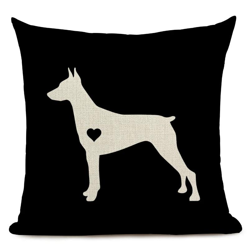 Черно-белый чехол для подушки с изображением животных, таксы, собаки, собаки, волны, сердца, декоративная наволочка для дивана