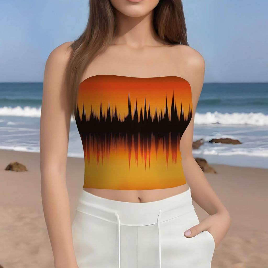 Crop Tops For Women Sexy Cami Tank Summer Tube Sleeveless Printed Camisole Shirt Vest