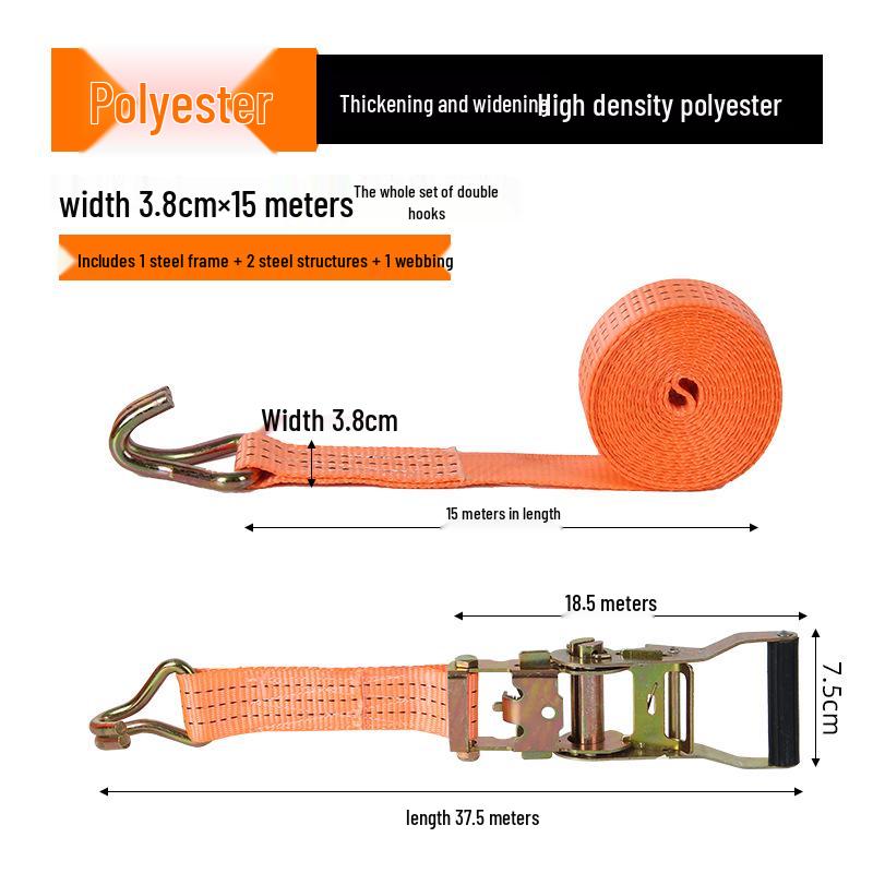 Ремни-трещотки для крепления груза на грузовике с двойным крюковым креплением и стальным натяжителем