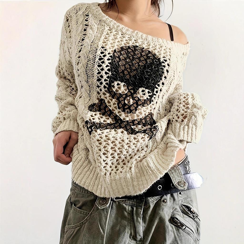Women's Autumn/Winter Skull Round Neck Street Style Sweater