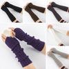 Fashion Elastic Soft Thick Warm Fingerless  Mittens Long Knitted Gloves Arm Warmers