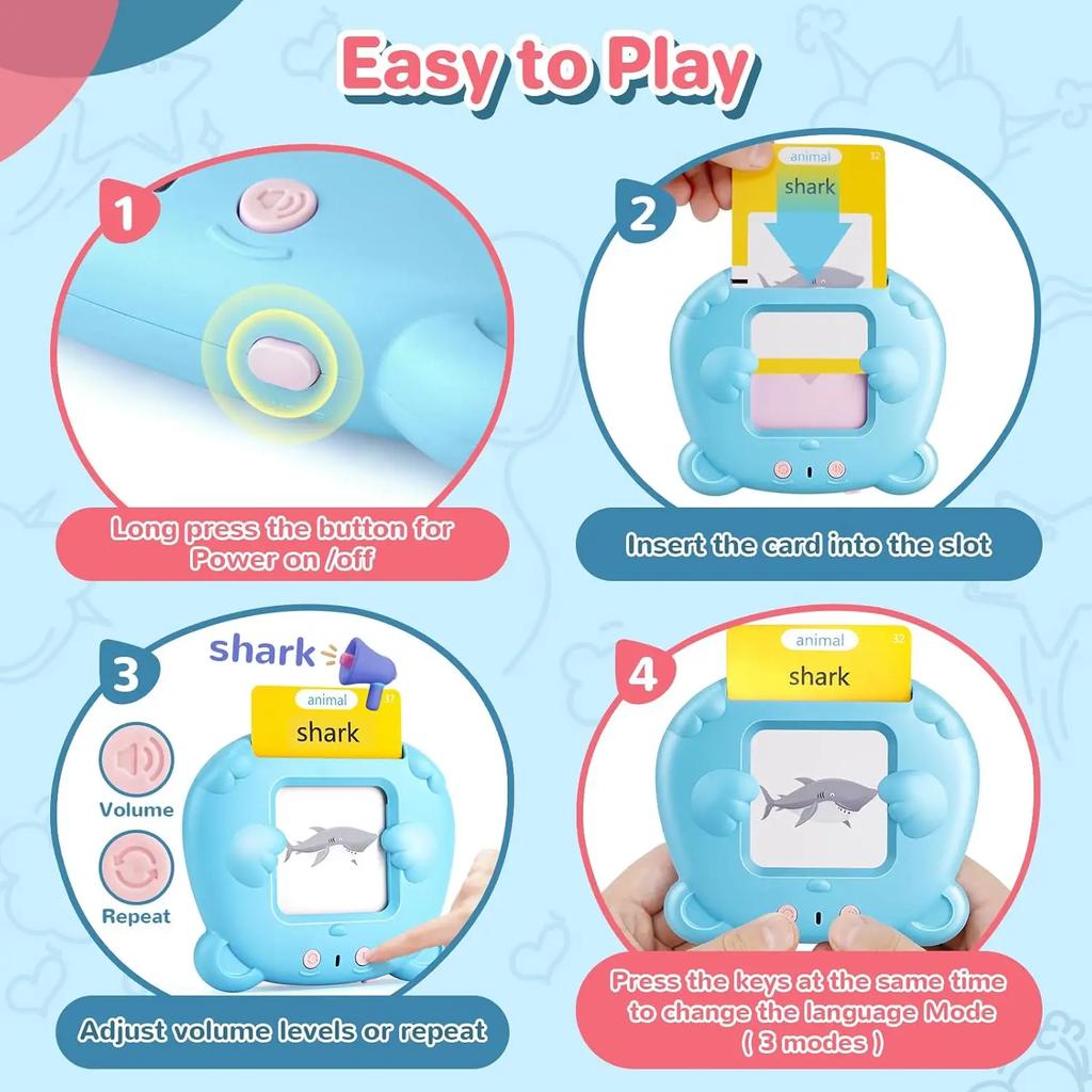 Baby Early Educational Talking Flash Cards Language Trainning Cards Sight Words for Toddler Montessori Toys Speech Christmas