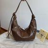 Pu Commuter Single Shoulder Women's Bag Maillard Style Retro Soft Surface Dumpling Bag Spring New Fashion Pleated Armpit Bag
