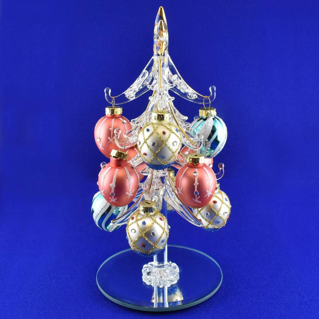 Fourcart Cute Handmade Glass Christmas Tree Ornament Set: Milky Drop Tree X 3