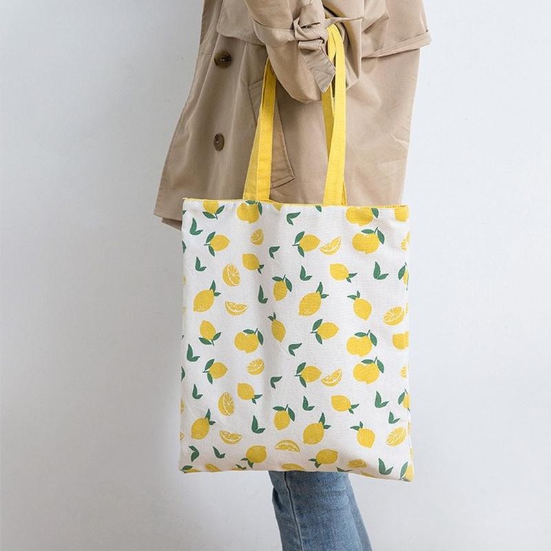 Double-sided Dual-purpose Shoulder Bag Millet Wheat Fabric Cotton Linen Pocket Women's Canvas Bag Shopping Bag