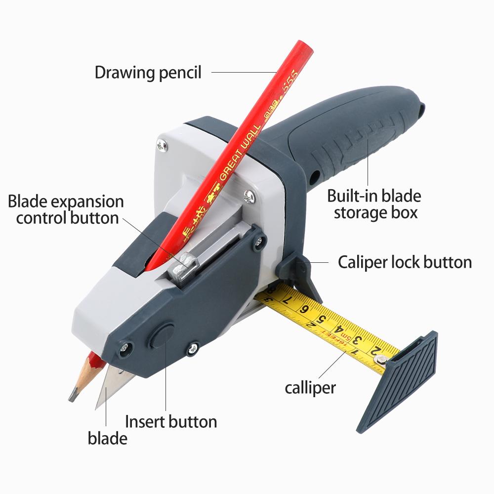Gypsum Board Cutting Tool Gypsum Board Cutter with Tape Measure Tool Kit Includes Cutter, Pencil and 5 Blades