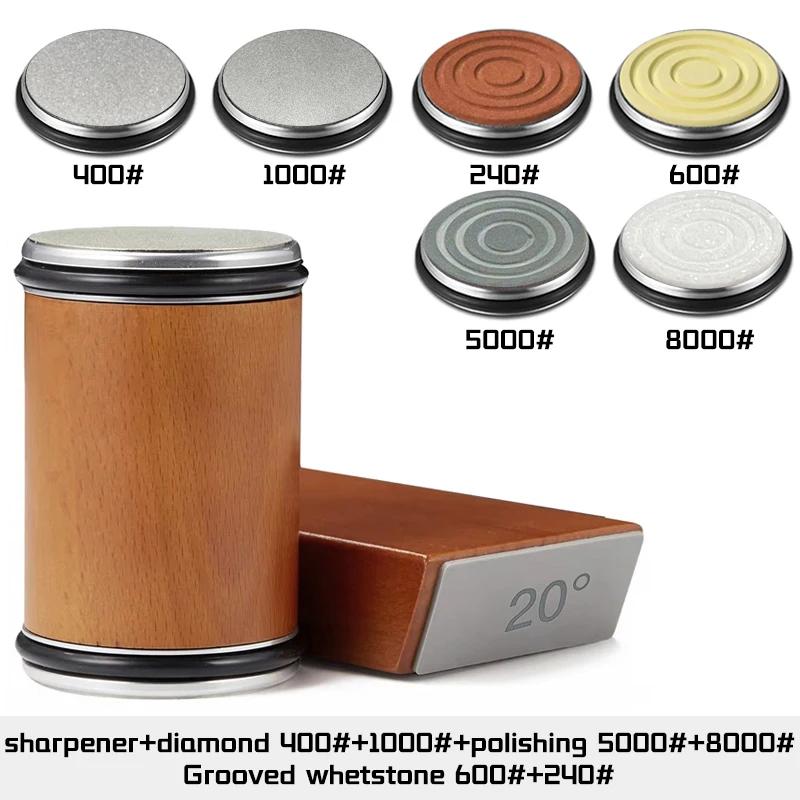 Точилка для ножей с вращающимся лезвием, магнитный держатель для ножей, набор алмазных точильных камней с углом заточки 15 и 20 градусов, кухонный аксессуар