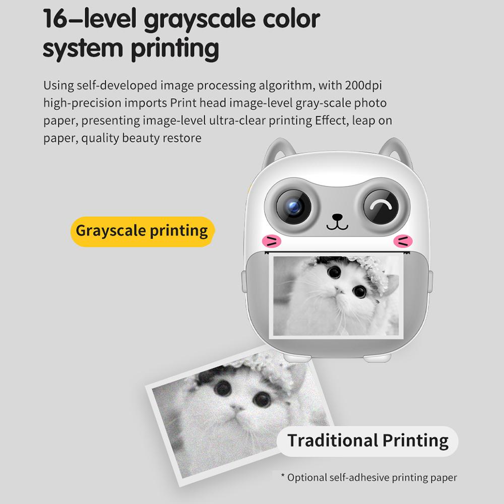 1080P Детская камера мгновенной печати Цифровая камера для детей Цифровая видеокамера Двойной объектив 2,4 дюйма IPS