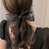 Fashion Solid Color Women Lace Hairclip Black White Bow Hair Barrettes Girl Gentle Fashion Ponytail Hairpin Accessories