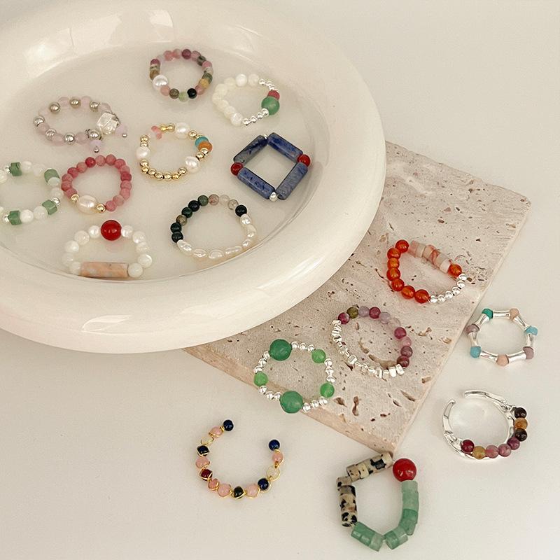 Кольцо с жемчугом, эластичное, женское, литературное, для ношения в несколько рядов, на указательный палец, высококачественное, ручной работы, ювелирное изделие