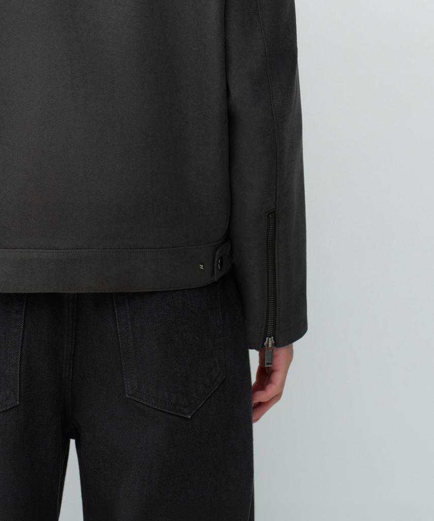 MUSINSA STANDARD Synthetic Suede Racer Jacket [Dark Grey]
