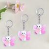 Брелок для ключей с изображением котика, милые розовые крылья бабочки, подвеска в виде кошки для женщин, рюкзаки, автомобильные подвески, аксессуары для брелоков в виде животных