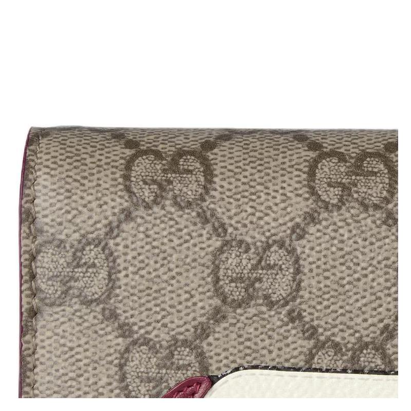 Gucci Animal print snap closure coated fabric wallet mini women's beige and dark brown
