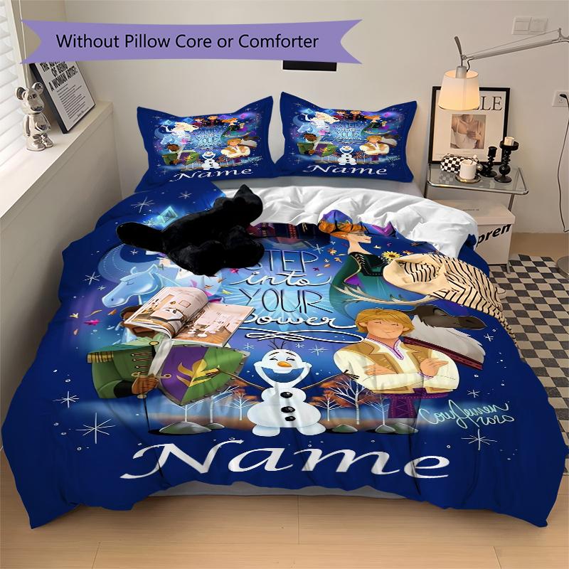 Custom Frozen Magic Bedding 3 Piece Set HD Print Duvet Cover Pillowcases for Teens Adult Bedroom Decoration