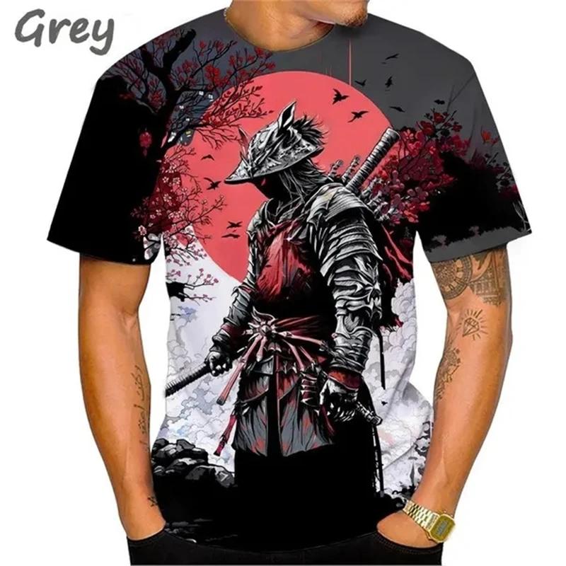 Новая футболка с японским самураем, 3D-принт, сакура, ниндзя, рубашка с коротким рукавом, модные повседневные топы для мужчин и женщин, футболки