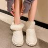 2024 Брендовая обувь для женщин, женские сапоги без застежек, зимние, с круглым носком, однотонные, плюшевые, теплые, короткие, на низком каблуке, лаконичные, зимние сапоги