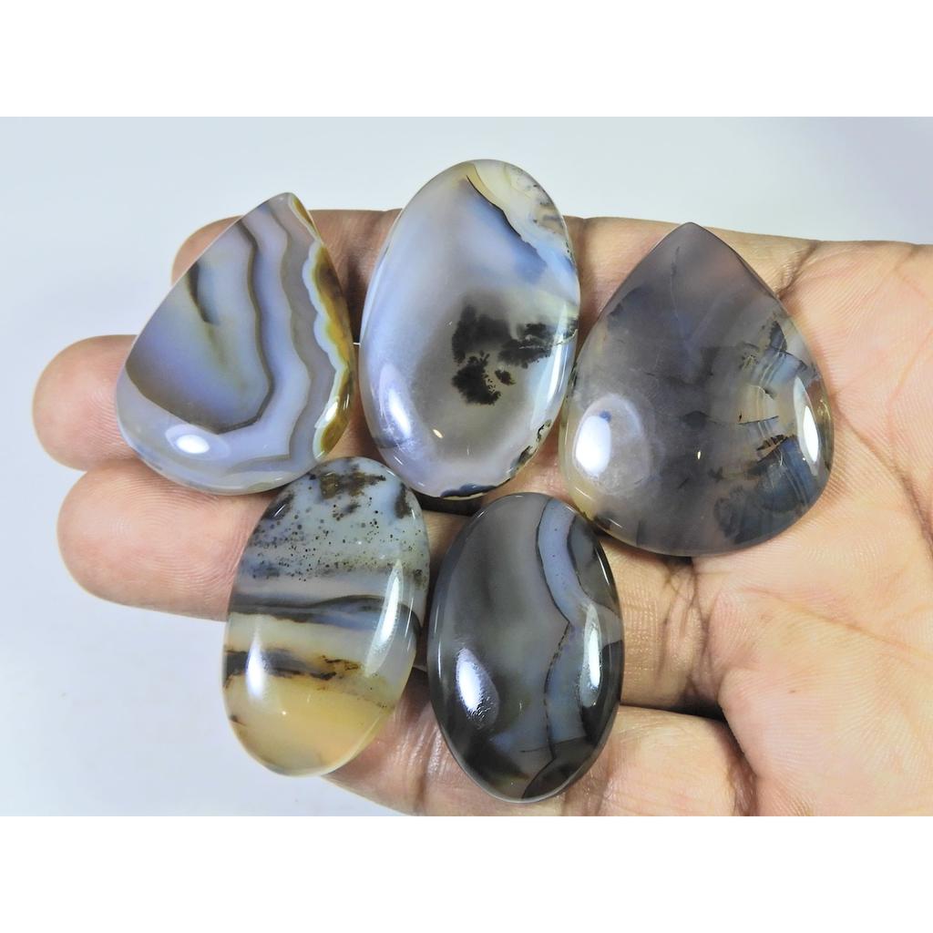 05Pcs Natural Montana Agate Mix Shape Cabochon Loose Gemstone 270Cts. Lot C-494