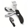 Corrosion Resistant Portable Folding Stainless Steel Cutlery Set Fork Spoon Knife Bottle Opener for Picnic Travel Daily Use