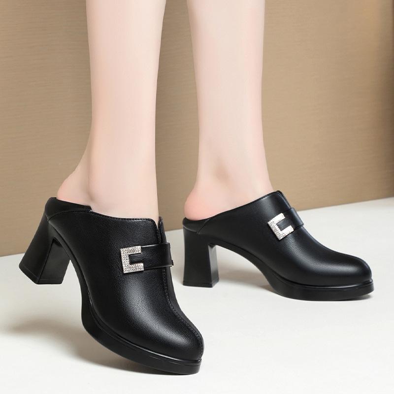 Модные весенне-осенние универсальные мягкие кожаные туфли женские элегантные туфли с глубоким носком на шпильках для офиса деловые платья водонепроницаемые туфли на платформе