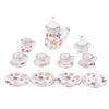 1Комплект 1:12 миниатюрных керамических чайных сервизов для кукольного домика, чашка, чайник, поднос, цветы, столовые приборы, кухонный декор, игрушечные аксессуары для кукольного домика