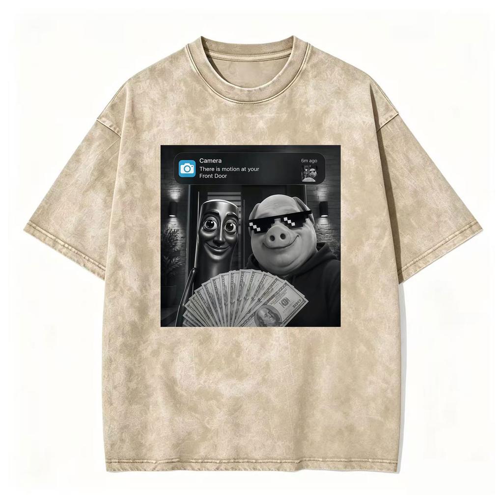 Funny Tung Tung Tung Sahur Graphic Tshirt Italian Brainrot John Pork Meme T Shirts Men Women Casual Vintage Washed T Shirt Tops