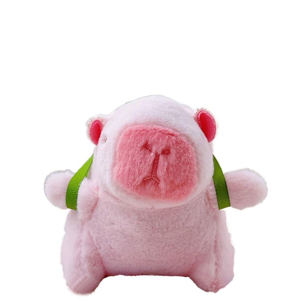 Pink Plush Capybara Doll Toy Stuffed Animals Keychain Pendant Car Ornament Bag Decoration Cartoon Capybara Doll Birthday Gift
