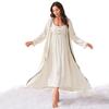 Women’s Nightgown Night-robe 2 Piece Set Pajamas Sling Nightdress Lace Trim Long Sleeves Robe Home Casual After Bathing Wear Sleep Lounge