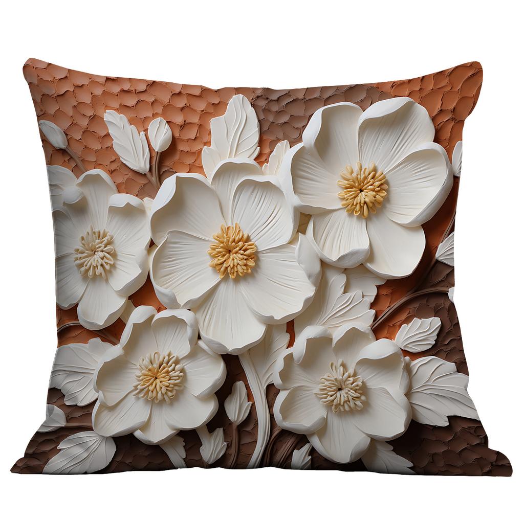 Новая наволочка с цветочным принтом, имитирующая трехмерный стиль масляной живописи, креативная цветочная, для дома, гостиной, диванной подушки