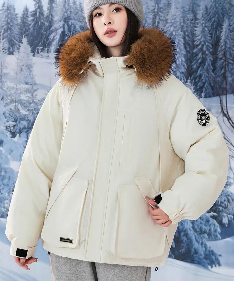 Women's Autumn and Winter Coat Hooded Fur Collar Thickened Loose Windproof Short Women's Jacket
