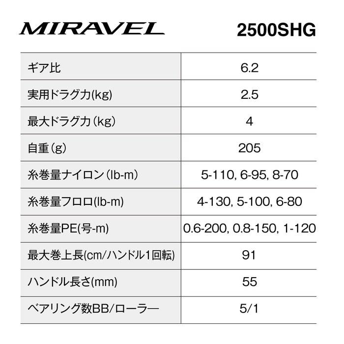 SHIMANO 22 Миравель 2500SHG Смешанный цвет