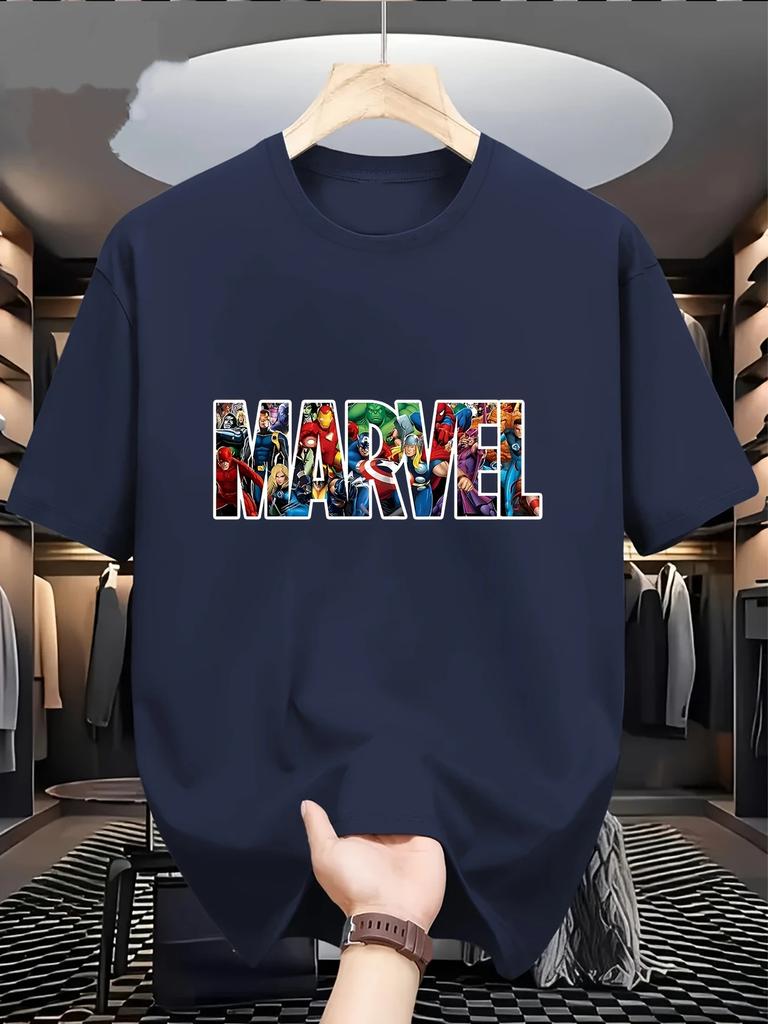 Мужская футболка Marvel, Повседневная футболка с коротким рукавом и принтом, Мужская одежда, Модная, Спортивная и Трендовая футболка в стиле стритвир для мужчин