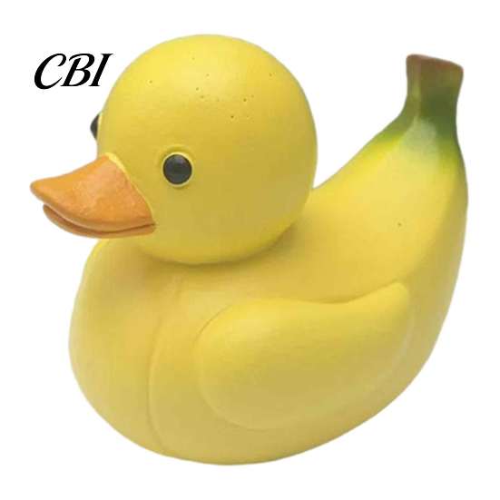 Unique Gifts for Friends Adorable Fruit Duck Figurine, Resin Apple Strawberry Peach Banana Sculpture, Mini Children Room Ornaments Desk Decor