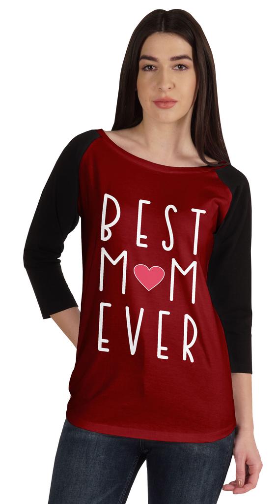 Inkmeso Best Mom Ever Tshirt Raglan Sleeve Mother  s Day Gift Tops Moms Shirt