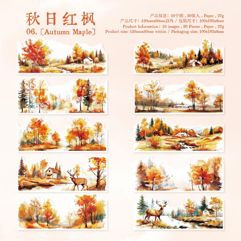 Journal GO 30pcs Beautiful Landscape Sticker Pack Natural Scenery Junk Journal DIY Scrapbooking Collage Planner Stickers