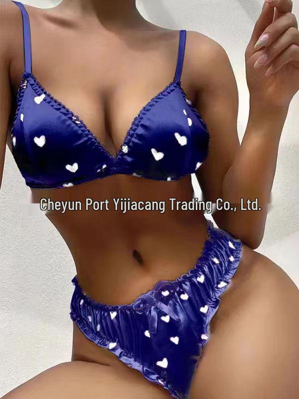 Women's European & American Three-Point Heart Pajama Lingerie Set