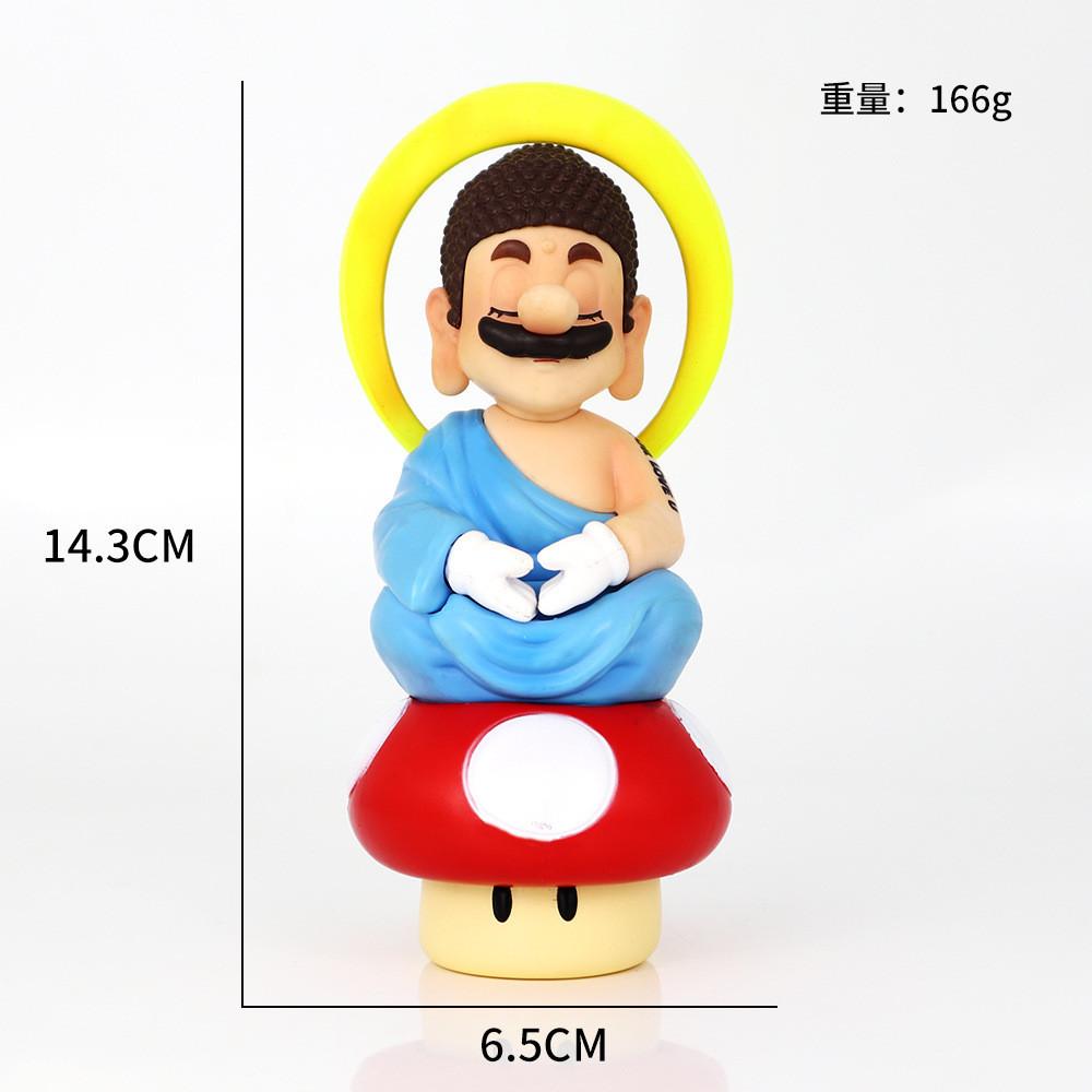 Cross-border Lucky Mario Handheld Ornaments Super Mario Anime Handheld Buddha Mario Desktop Ornaments Pvc Color Box