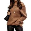 Autumn Women Casual Long Sleeve Sweaters Crew Neck Pure Color Soft Ribbed Knitted Oversized Loose Pullover