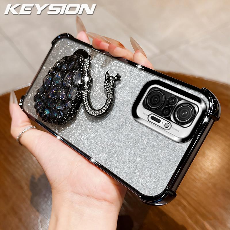 KEYSION Ударопрочный чехол-бампер с покрытием из ТПУ и блестками, украшенный лебедем, с подставкой для Redmi Note 10 10S 10 Pro 4G, Xiaomi POCO M5S