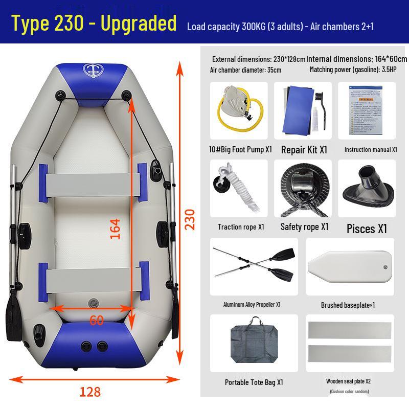 Прочная надувная резиновая лодка-каяк с жестким дном для рыбалки и спасения на воде